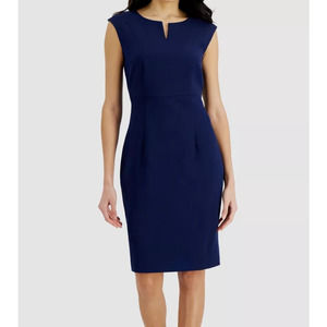 Kasper Navy Sheath Dress Size 14 - Women's Work Dress